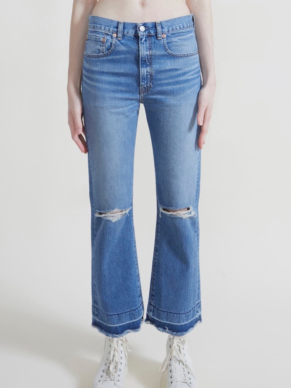 DENIMIST Jaclyn Ripped Ankle Slim Kick Flare Jeans in Blake Wash Women’s Size 31